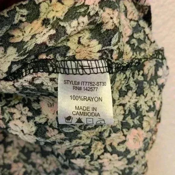 Iris floral puff sleeve sz L girly feminine fall winter casual preppy festival - Picture 5 of 7